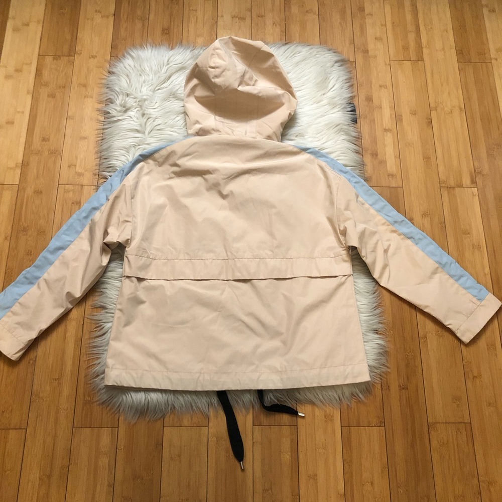 Maje Banela Colorblock Hooded Zip Up Beige Windbreaker Jacket size 38 (8 US) - Picture 10 of 14